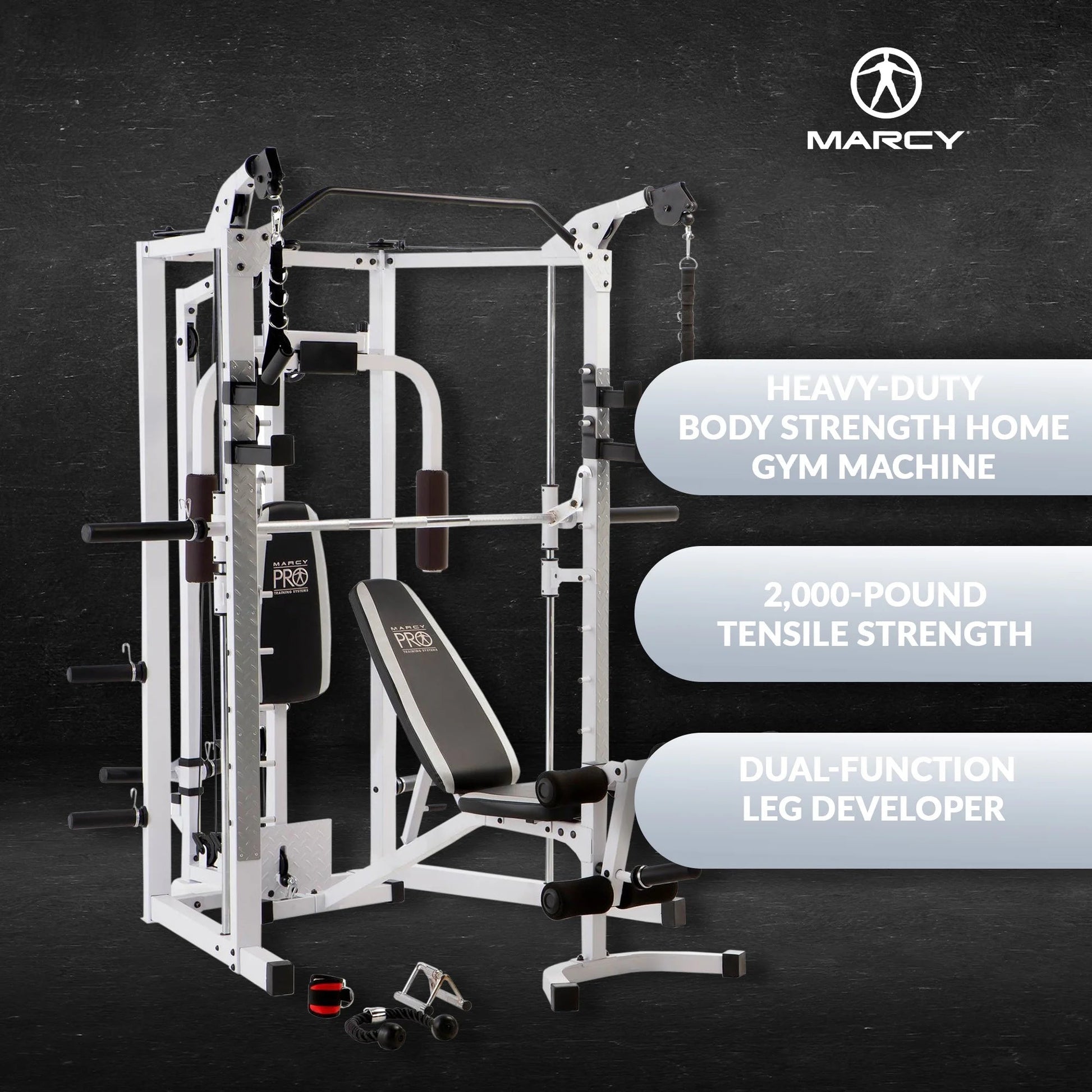 Marcy combo smith cage machine full body training home gym system, White