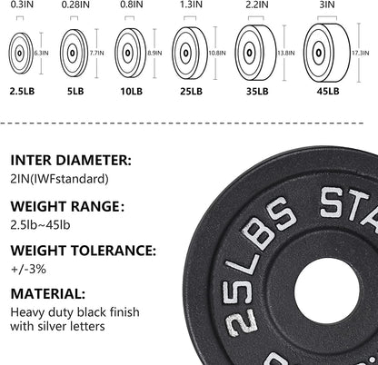 Olympic weightlifting plates, solid iron barbell weights