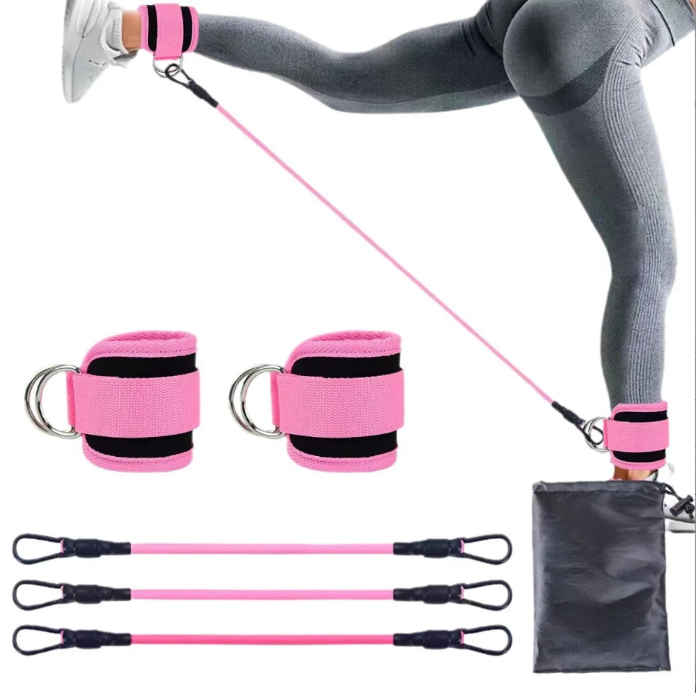 Hip Fitness Trainer Booty Leg Resistance Bands with Ankle Strap