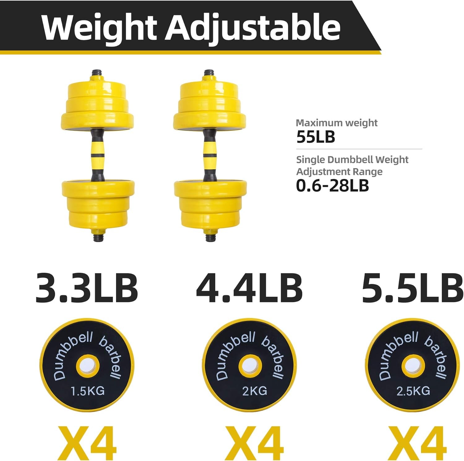 Weights, Dumbbell Set, Kettlebells, Adjustable Dumbbells, Barbell Weight Set, 20-40-50-70LB 3-In-1 Set, Non-Slip, All-Purpose