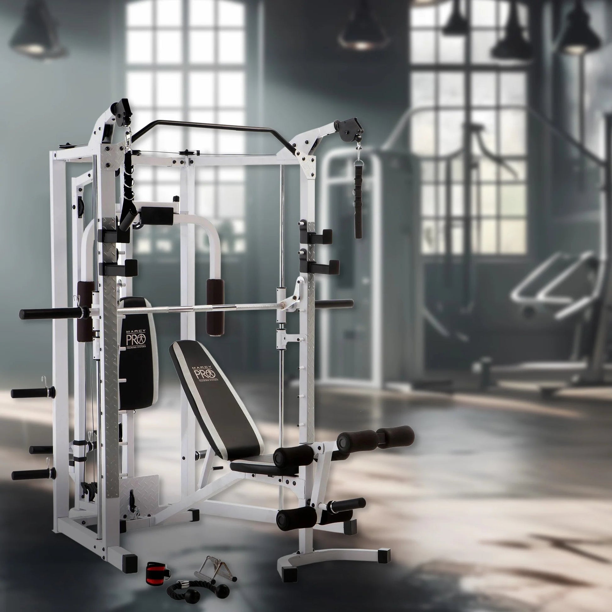 Marcy combo smith cage machine full body training home gym system, White