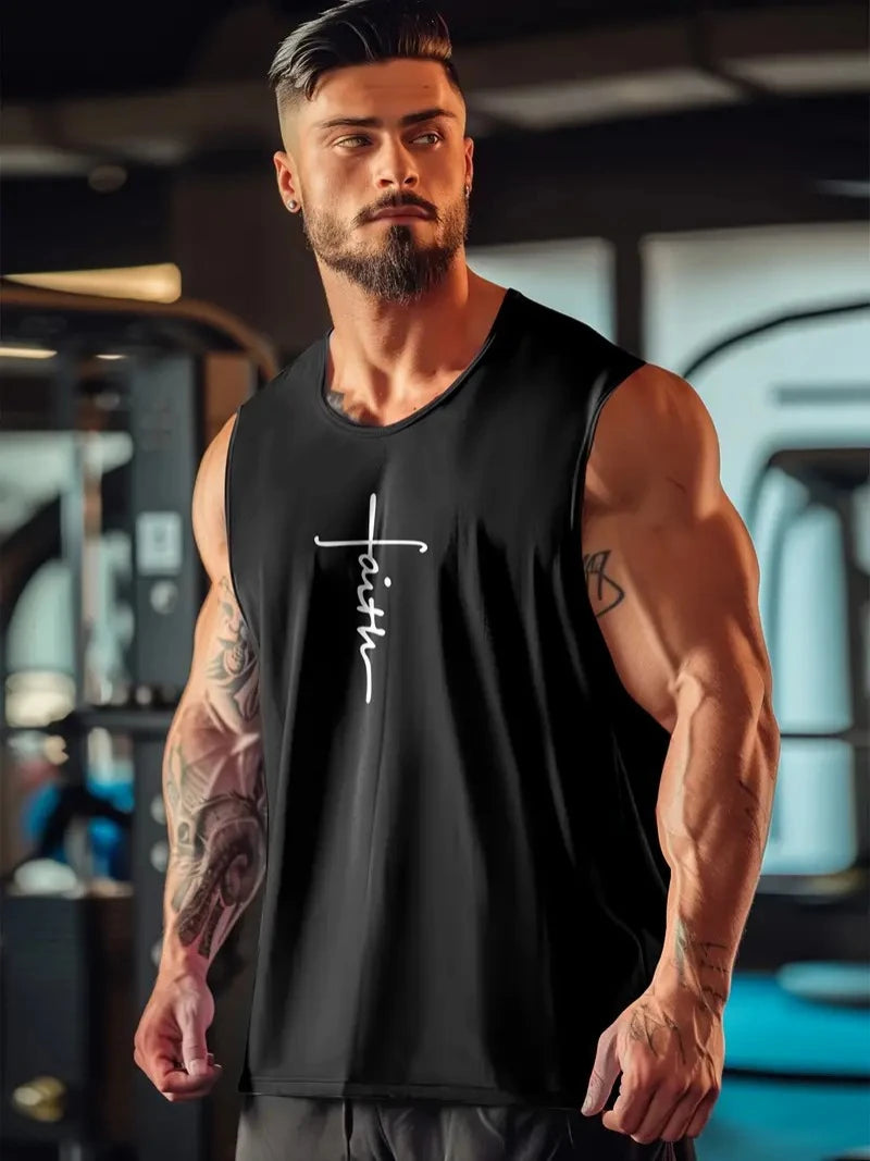 Mens Fitness Tank Top Quick Dry Fabric Sleeveless Top Gym Sports Tank Top Mens Bodybuilding Clothing Mens Singlet Sweatshirt