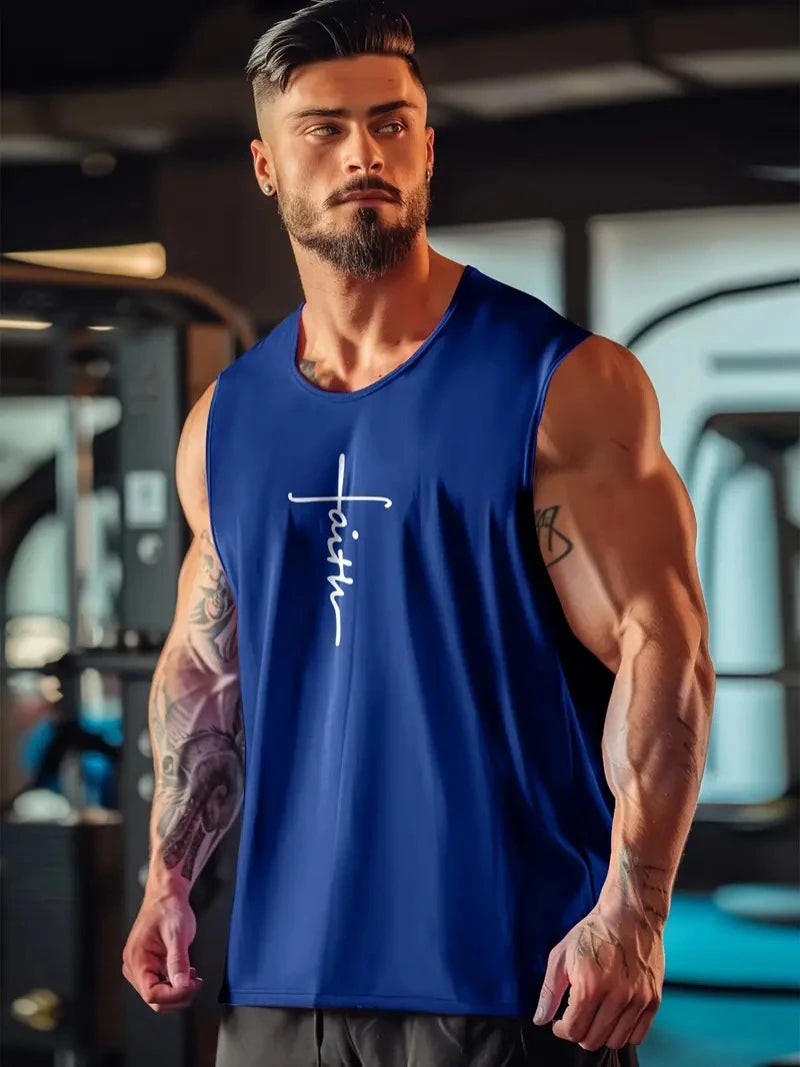 Mens Fitness Tank Top Quick Dry Fabric Sleeveless Top Gym Sports Tank Top Mens Bodybuilding Clothing Mens Singlet Sweatshirt