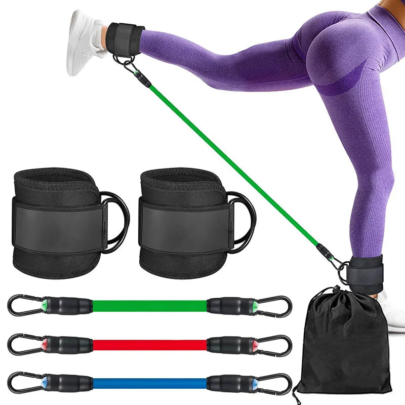 Hip Fitness Trainer Booty Leg Resistance Bands with Ankle Strap