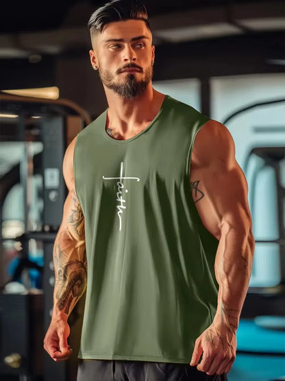 Mens Fitness Tank Top Quick Dry Fabric Sleeveless Top Gym Sports Tank Top Mens Bodybuilding Clothing Mens Singlet Sweatshirt