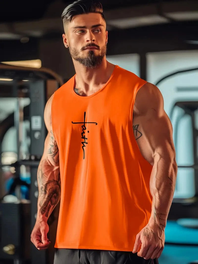 Mens Fitness Tank Top Quick Dry Fabric Sleeveless Top Gym Sports Tank Top Mens Bodybuilding Clothing Mens Singlet Sweatshirt