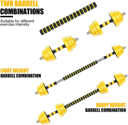 Adjustable Dumbbell Barbell, Free Weights 2-In-1 Dumbbell Barbell Set, Non-Slip Hand Dumbbell for Home, Gym, Office