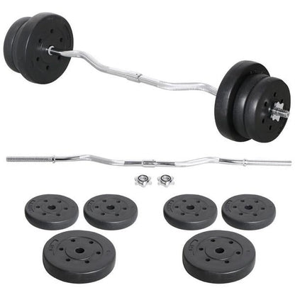 55Lb Barbell Dumbbell Weightlifting Set Black