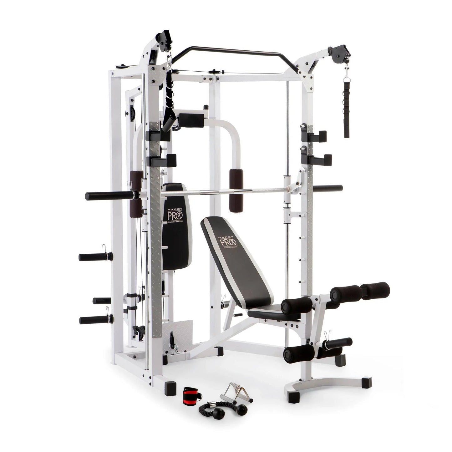 Marcy combo smith cage machine full body training home gym system, White