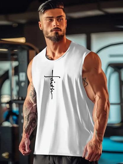 Mens Fitness Tank Top Quick Dry Fabric Sleeveless Top Gym Sports Tank Top Mens Bodybuilding Clothing Mens Singlet Sweatshirt