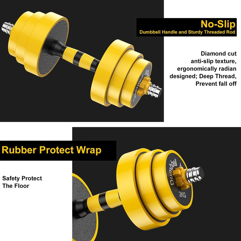 Adjustable Dumbbell Barbell, Free Weights 2-In-1 Dumbbell Barbell Set, Non-Slip Hand Dumbbell for Home, Gym, Office